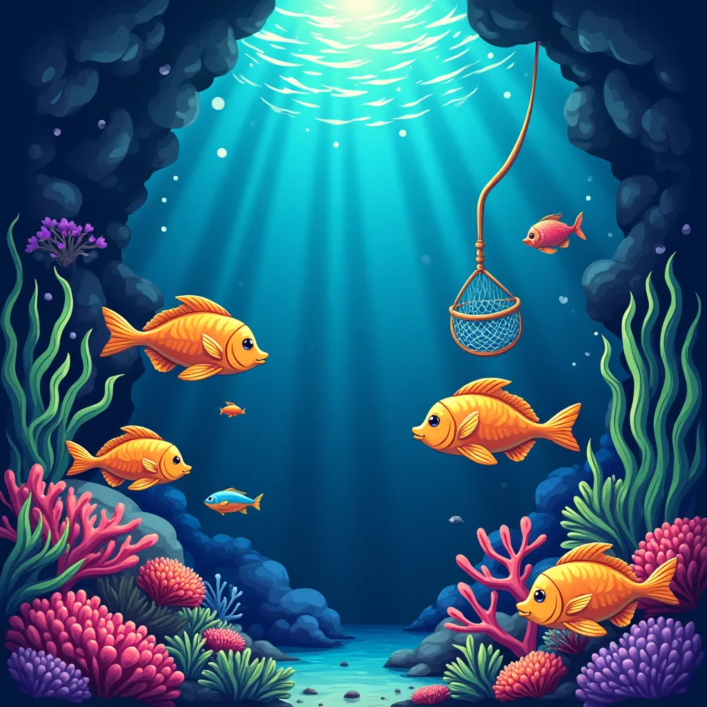 bet777 fishing game illustration with underwater creatures